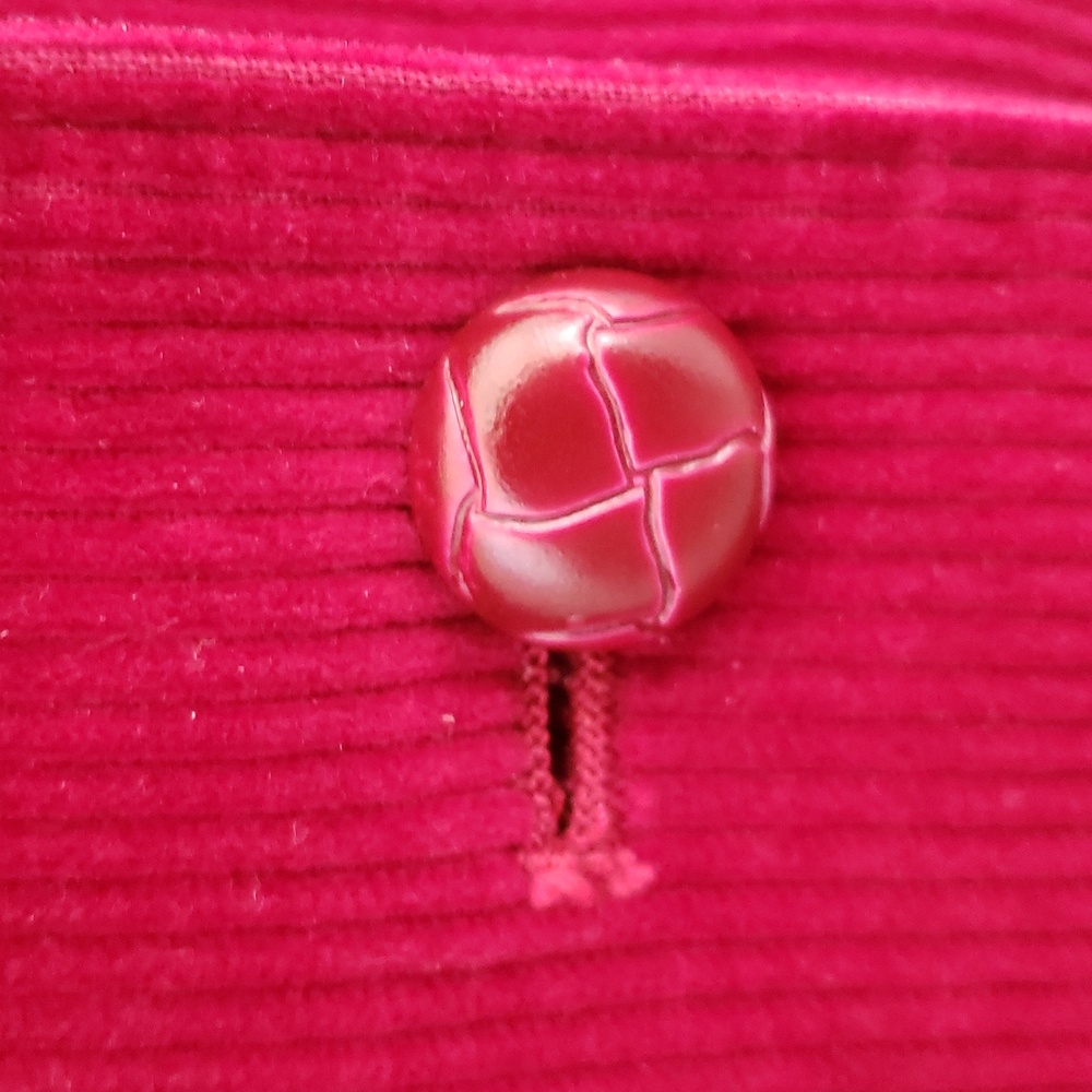 VINTAGE Berry-Red Wide-Wale Corduroy Blazer SIZE 6P Tailored Academia Classic - Picture 12 of 14
